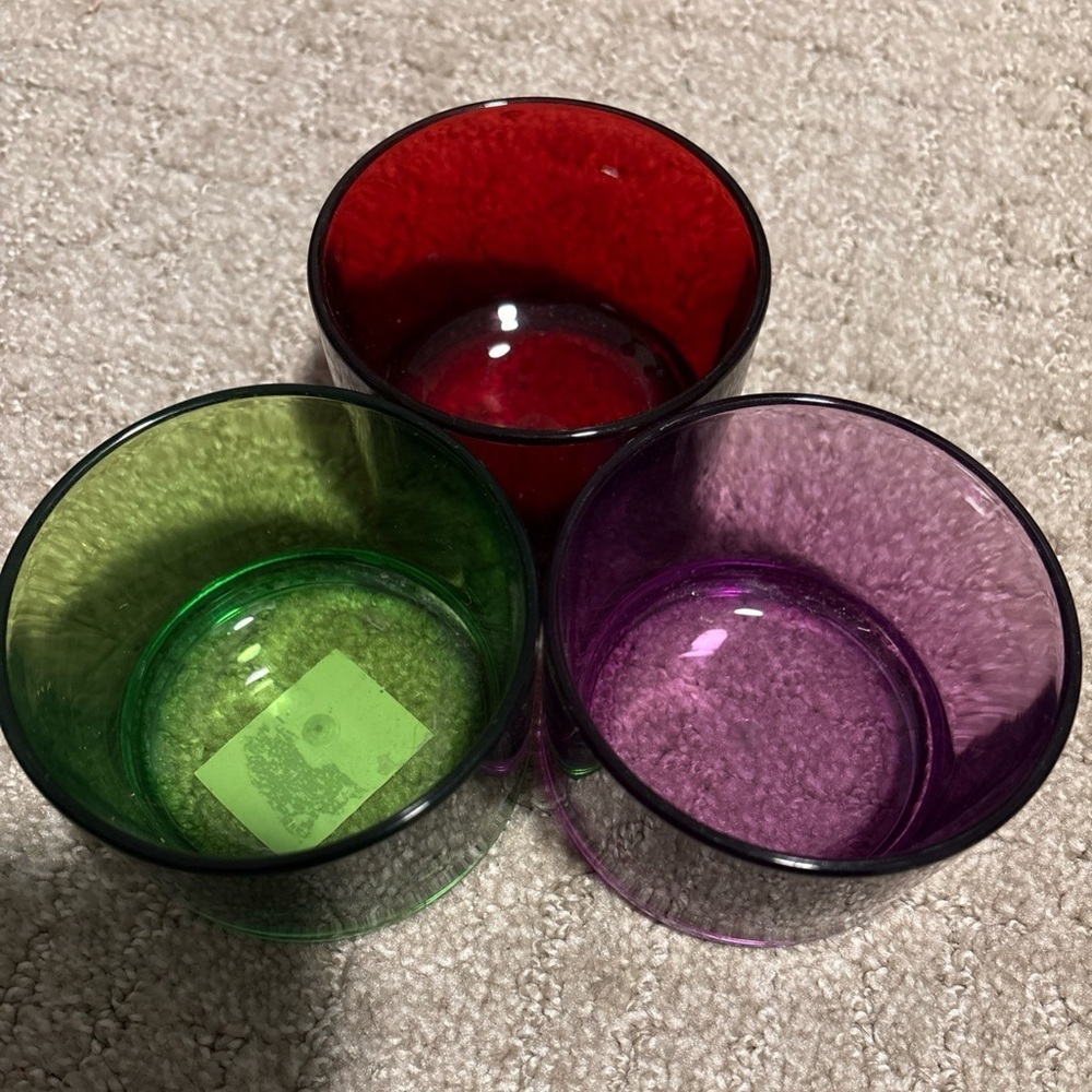 Caspari Set Of 3 Acrylic Hors D’oeuvres Bowls 5.72cmx8.89cm (Green, Purple, Red)